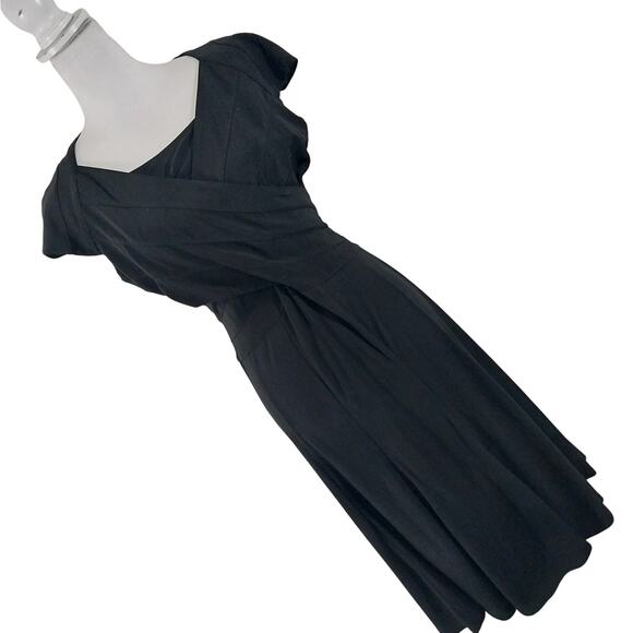JONES WEAR DRESS! BLACK DRAPEY, FLOWING STRETCH KNIT CRISS-CROSS DRESS! SZ 12 - Picture 1 of 10